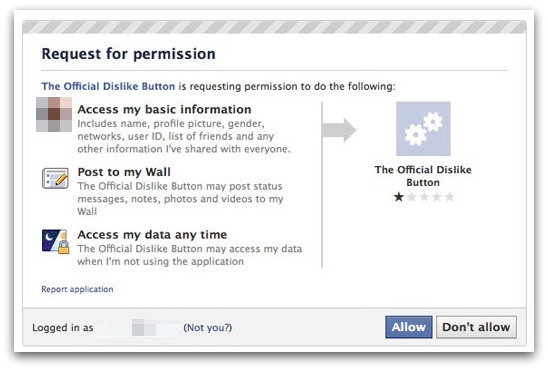 Facebook dislike gomb install